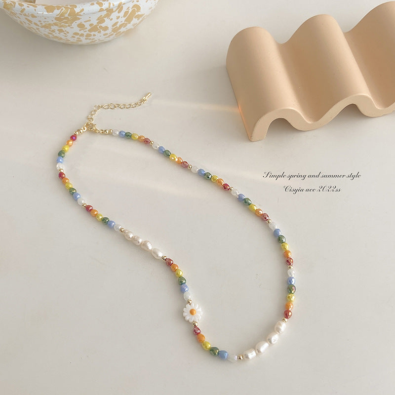 Wholesale Imitation Pearl Flower Beaded Necklaces